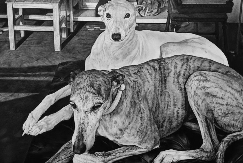 Interior (2024). Carbonilla sobre papel maruflado, 200 x 140 cm