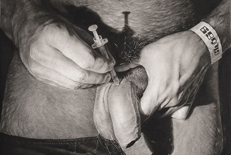 Trimix II (2026). Charcoal on marouflage paper, 70 x 50 cm