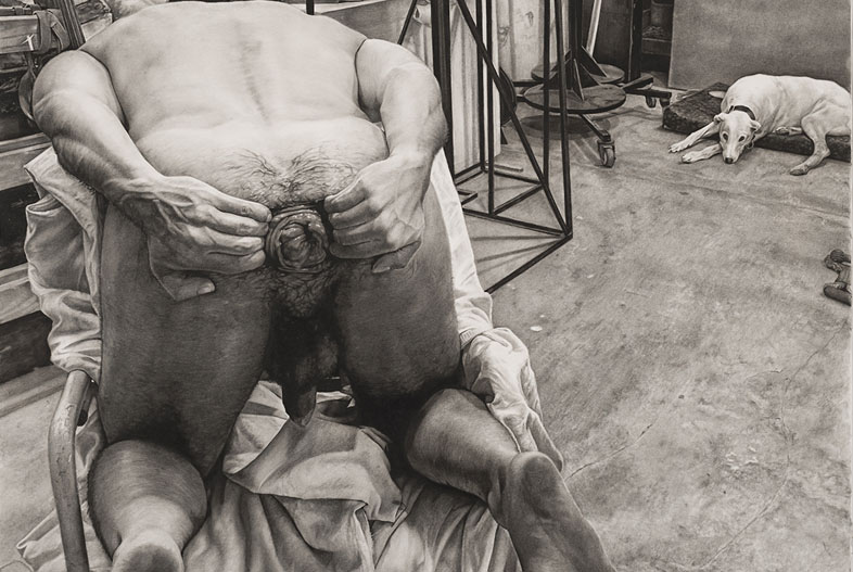 Capullo [rosebud] (2026). Charcoal on marouflage paper, 200 x 140 cm