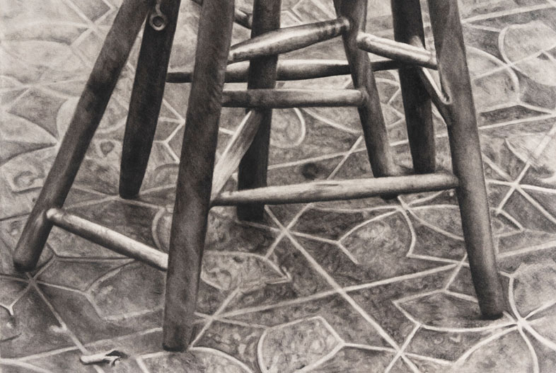 Now you have many legs to stand on (2022). Charcoal on marouflage paper, 100 x 70 cm